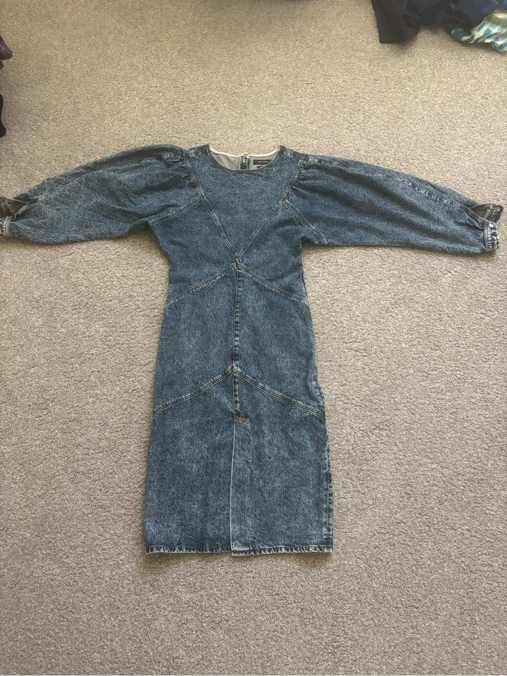 Isabel Marant Midwash Denim Midi Dress with Balloon Sleeves size 38 (6) - Picture 5 of 9